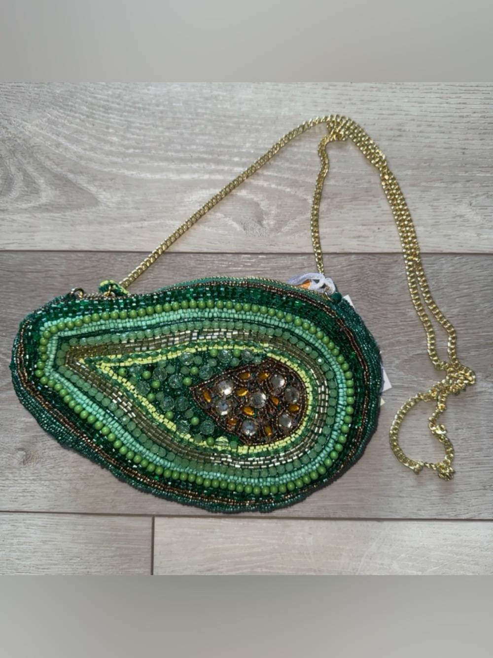 Viral Green Beaded Avocado Chain Link Crossbody Bag Made In India 🥑🥑